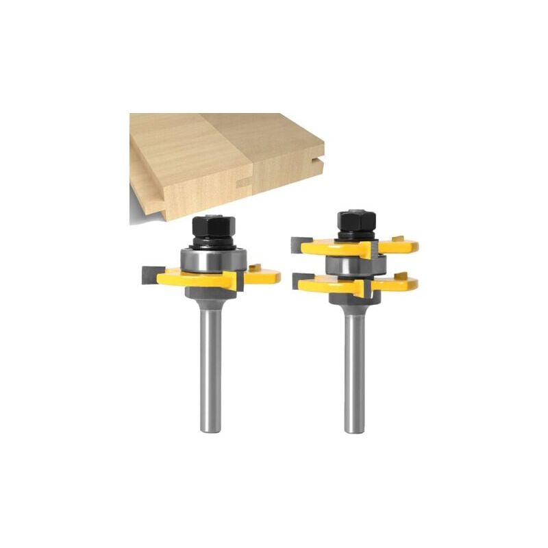 foto del prodotto odipie set di punte per fresatrice a maschio e femmina con gambo da 8 mm, fresa per legno a forma di t a 3 denti, utensile da taglio per