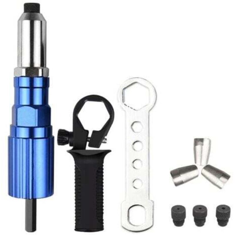 foto del prodotto odipie set di utensili elettrici per rivetti, kit di utensili per rivetti a batteria, adattatore per trapano, adattatore per inserti dadi,