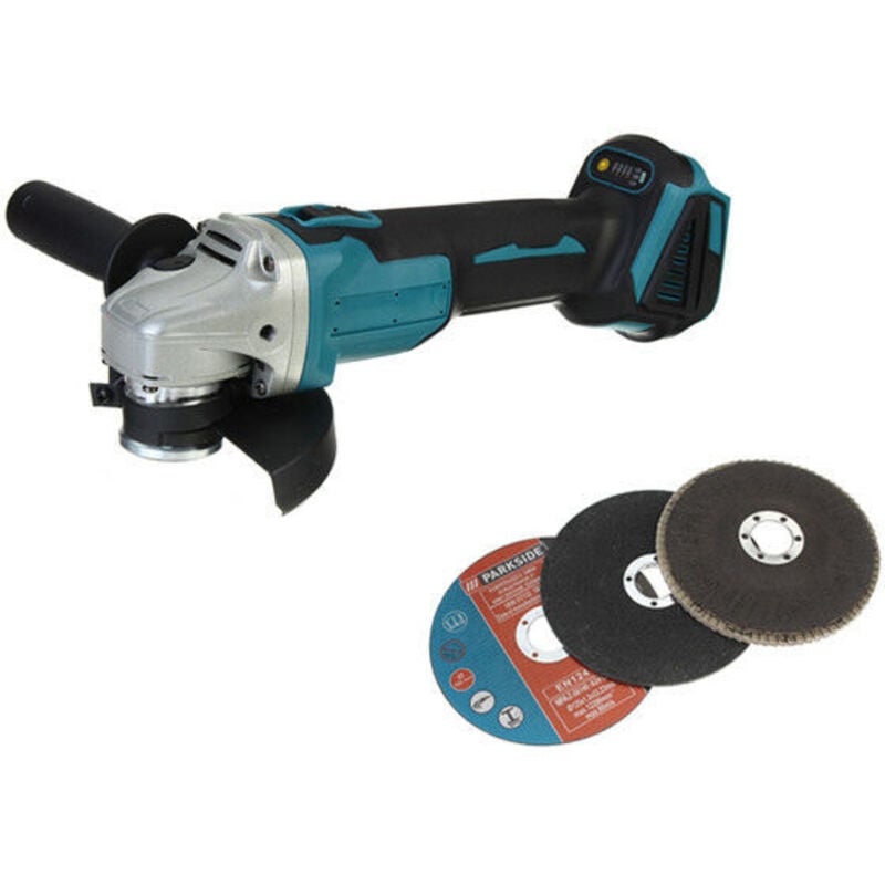 foto del prodotto odipie - smerigliatrice angolare a batteria da 125 mm 18 volt 4 velocità per vecchie batterie makita + accessori (solo macchina)