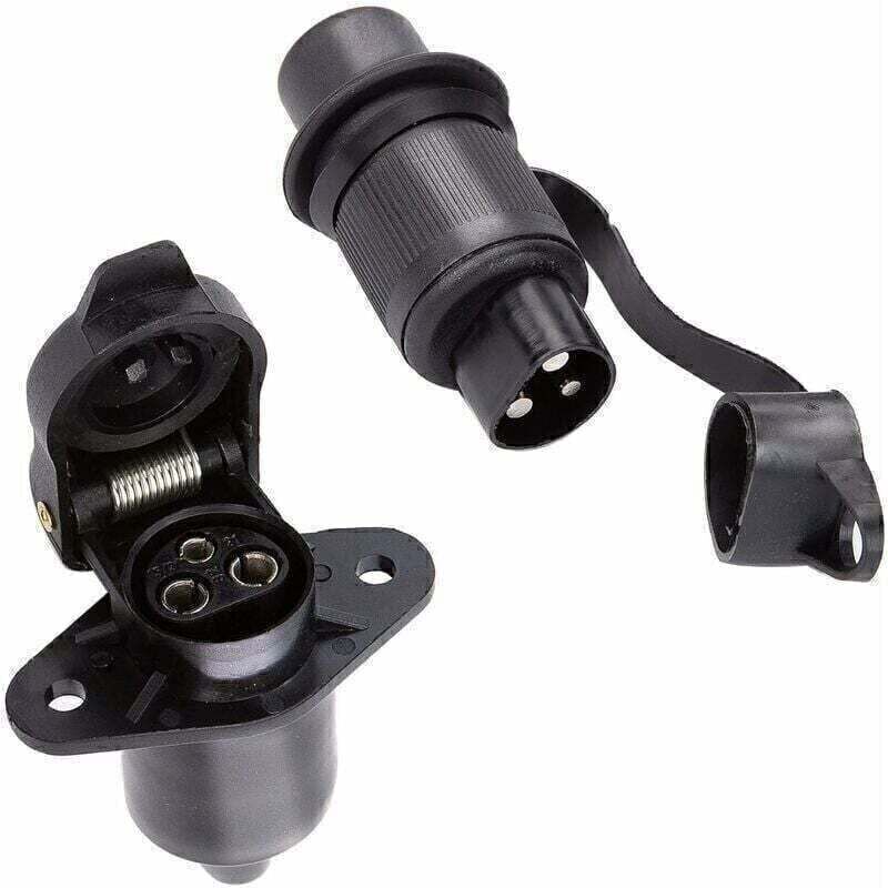 foto del prodotto odipie - spina agricola maschio a 3 poli e spina agricola femmina a 3 poli, presa a 3 poli da 12 v per trattori agricoli, spina doppia per rimorchio a 3 poli, con cappuccio impermeabile,