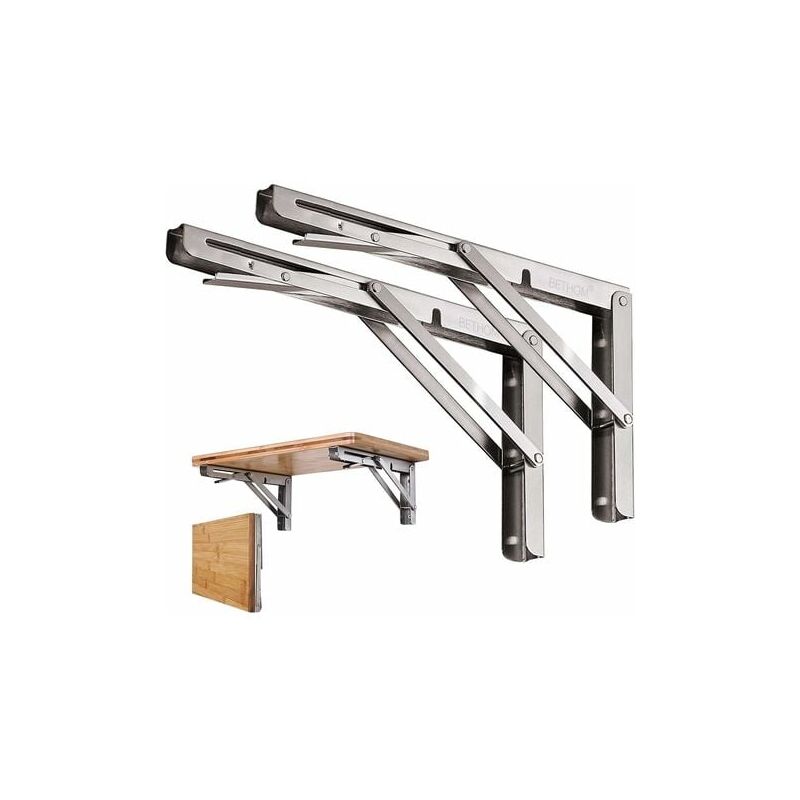 foto del prodotto odipie staffe pieghevoli inox 400mm,2 pezzi supporti ripiani pieghevoli staffe per mensole pesanti supporto tavolo staffe,salvaspazio reggimensola