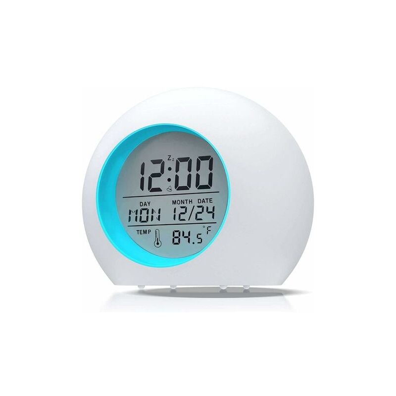 foto del prodotto odipie sveglia digitale per bambini, sveglia a led per bambini 7 colori funzione snooze con luce notturna per ragazze e ragazzi