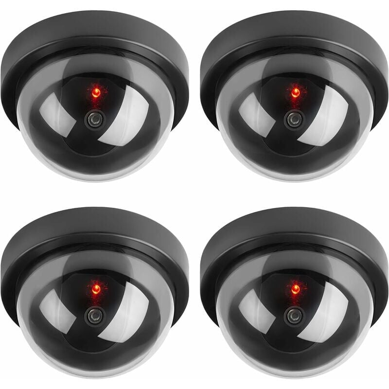 foto del prodotto odipie telecamere fittizie, telecamera dome cctv di sicurezza finta con luce lampeggiante a led per negozi aziendali, casa, uso interno ed esterno