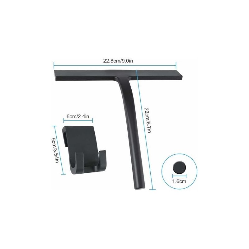 foto del prodotto odipie tergivetro doccia in silicone con anima in acciaio inossidabile per doccia, bagno, specchio, pulizia vetri, piastrelle nero, 