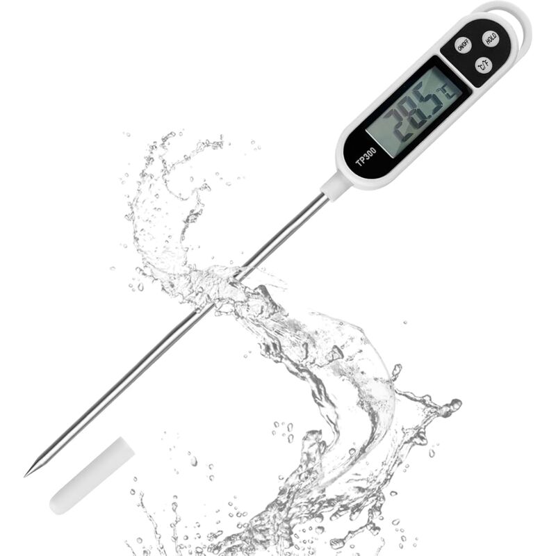 foto del prodotto odipie termometro da cucina con display lcd, termometro digitale con sonda lunga, alta precisione, lettura istantanea, per barbecue, olio, carne,