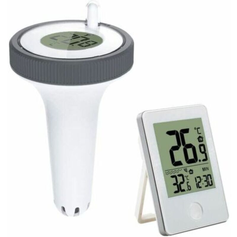 foto del prodotto odipie termometro galleggiante per piscina con connessione radio wireless, termometro per temperatura dell acqua con ricevitore digitale per