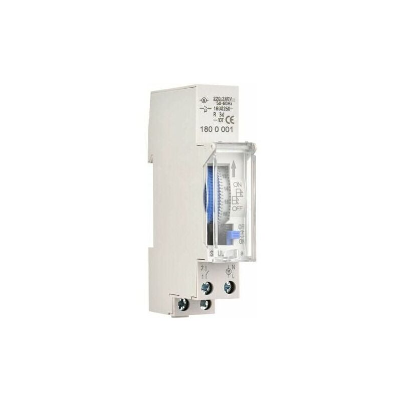 foto del prodotto odipie timer meccanico 24 ore, timer minimo 15 minuti, montaggio su guida, batteria integrata, sul180a ac220 240v grigio sul180a ac220 240v