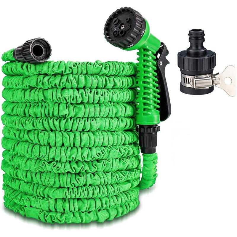 foto del prodotto odipie tubo da giardino estensibile da 30 m 100 piedi, flessibile e leggero, con 7 tipi di spruzzo e giunto universale. tubo retrattile per