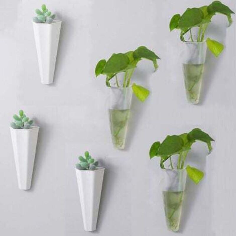 foto del prodotto odipie vaso da parete geometrico in plastica, mini vaso per fiori artificiali per piante grasse, decorazione da parete, 15 x 7 cm, decorazione per