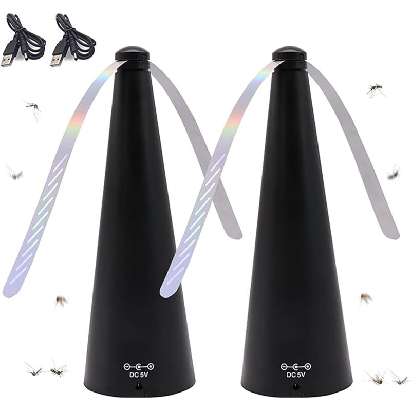 foto del prodotto odipie ventilatore repellente per mosche, repellente per mosche da tavolo elettrico, per cene a casa, picnic all aperto interno,nero 2 pezzi