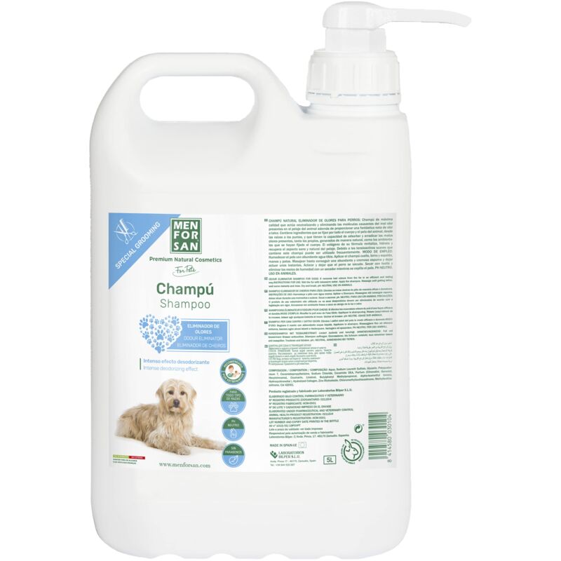 foto del prodotto odour eliminating shampoo per cani, 5l, elimina i cattivi odori dal pelo menforsan