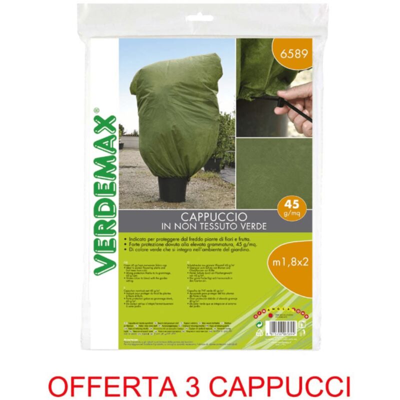 foto del prodotto offerta 3 cappucci di protezione tnt 1,8x2mt verde verdemax piante fiori