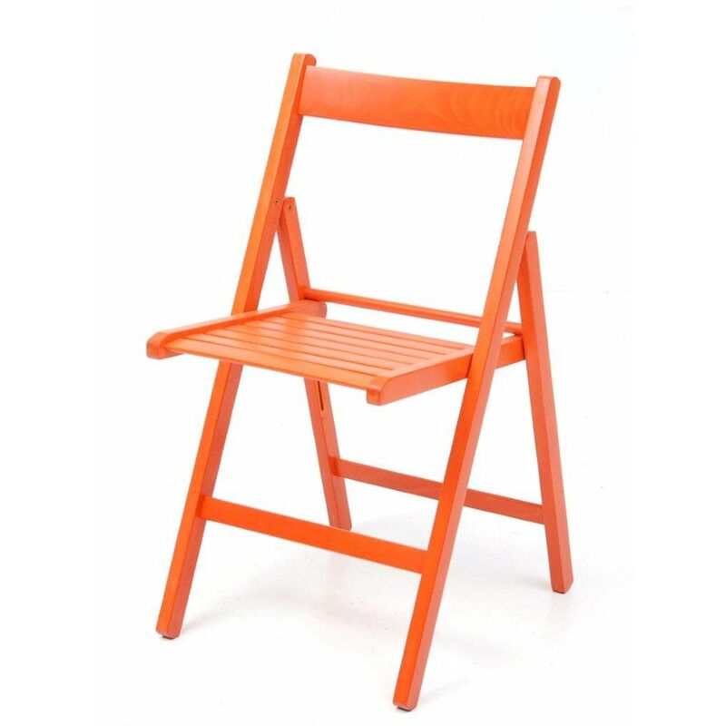 foto del prodotto offerta 4x sedia in legno di faggio pieghevole di colore arancio