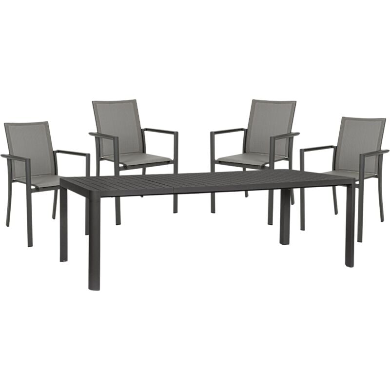 foto del prodotto offerta tavolo allungabile kiplin antracite 180 240x100cm 4 poltrone konnor antracite bizzotto