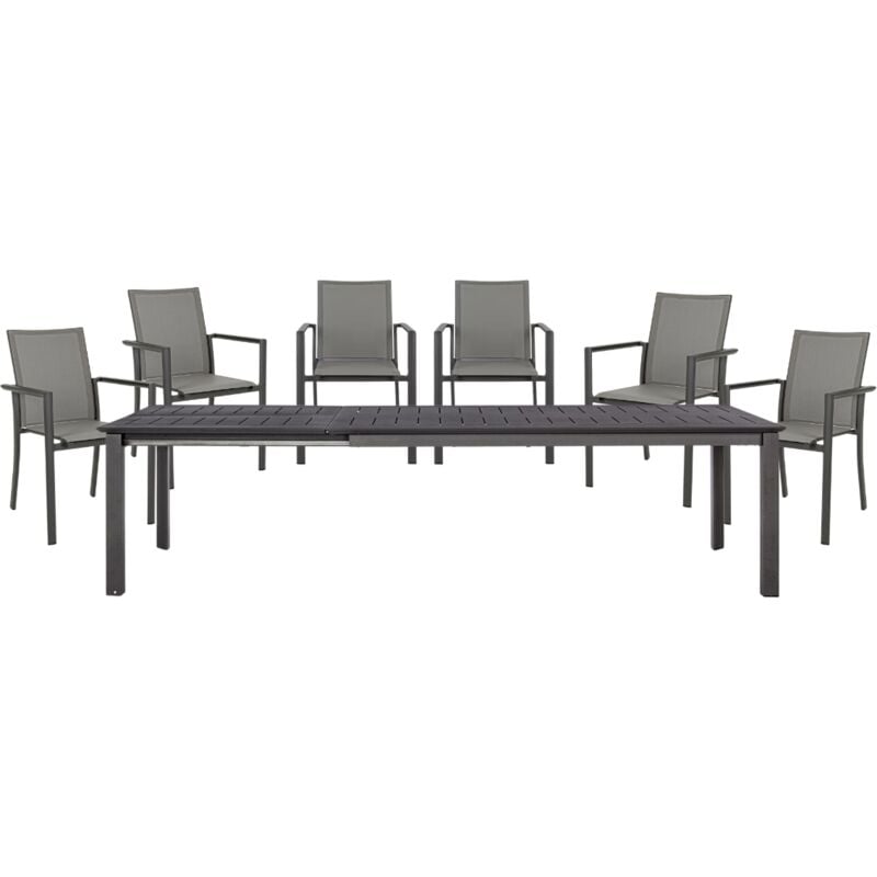 foto del prodotto offerta tavolo konnor allungabile 200 300x110cm antracite 6 poltrone antracite bizzotto