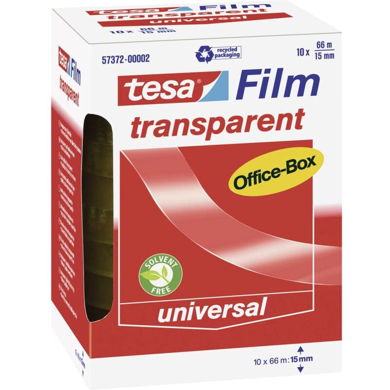 foto del prodotto office box 57372 00002 01 nastro adesivo film trasparente l x l 66 m x 15 mm 10 pz. tesa