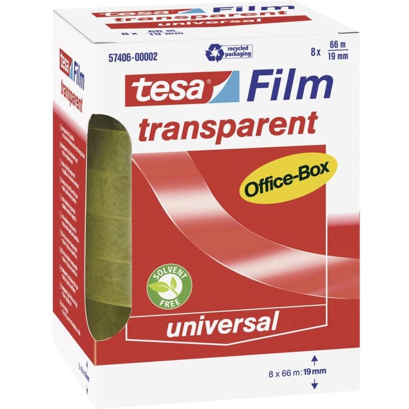 foto del prodotto office box 57406 00002 01 nastro adesivo film trasparente l x l 66 m x 19 mm 8 pz. tesa