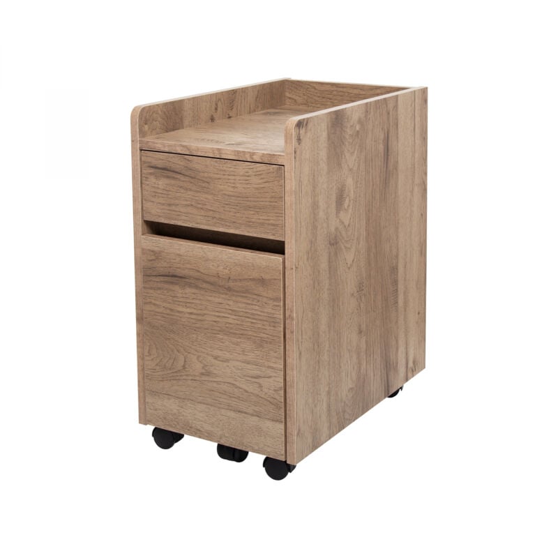 foto del prodotto office box, armadietto mobile, con ruote, 2 casseti e 1 ripiano, documenti e fascicoli, facile montaggio, legno massiccio, camera da letto desk