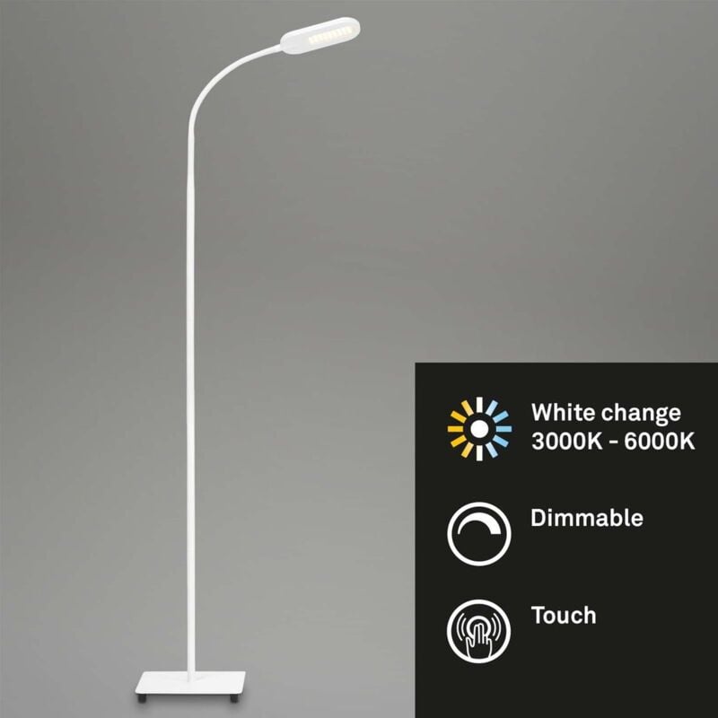 foto del prodotto office step lampada da terra a led, funzione touch, controllo della temperatura del colore cct, dimmerabile, orientabile, bianco, 21 x 21 x 128 cm