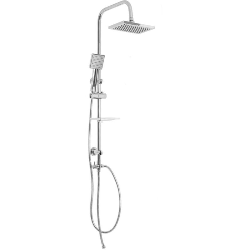 foto del prodotto ogomondo - colonna doccia attrezzata beta ottone cromato con staffe a muro in abs