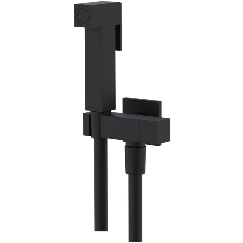 foto del prodotto ogomondo idroscopino wc doccetta ottone portatile shutoff monogetto con leva kit finitura nero quadro confezione 1