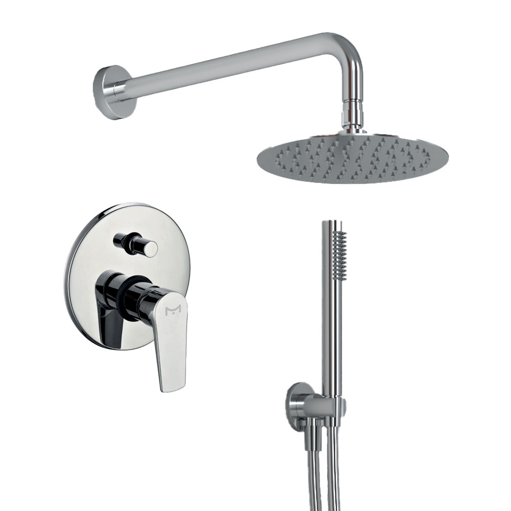 foto del prodotto ogomondo kit doccia tondo 1 completo di soffione doccetta e miscelatore con deviatore red