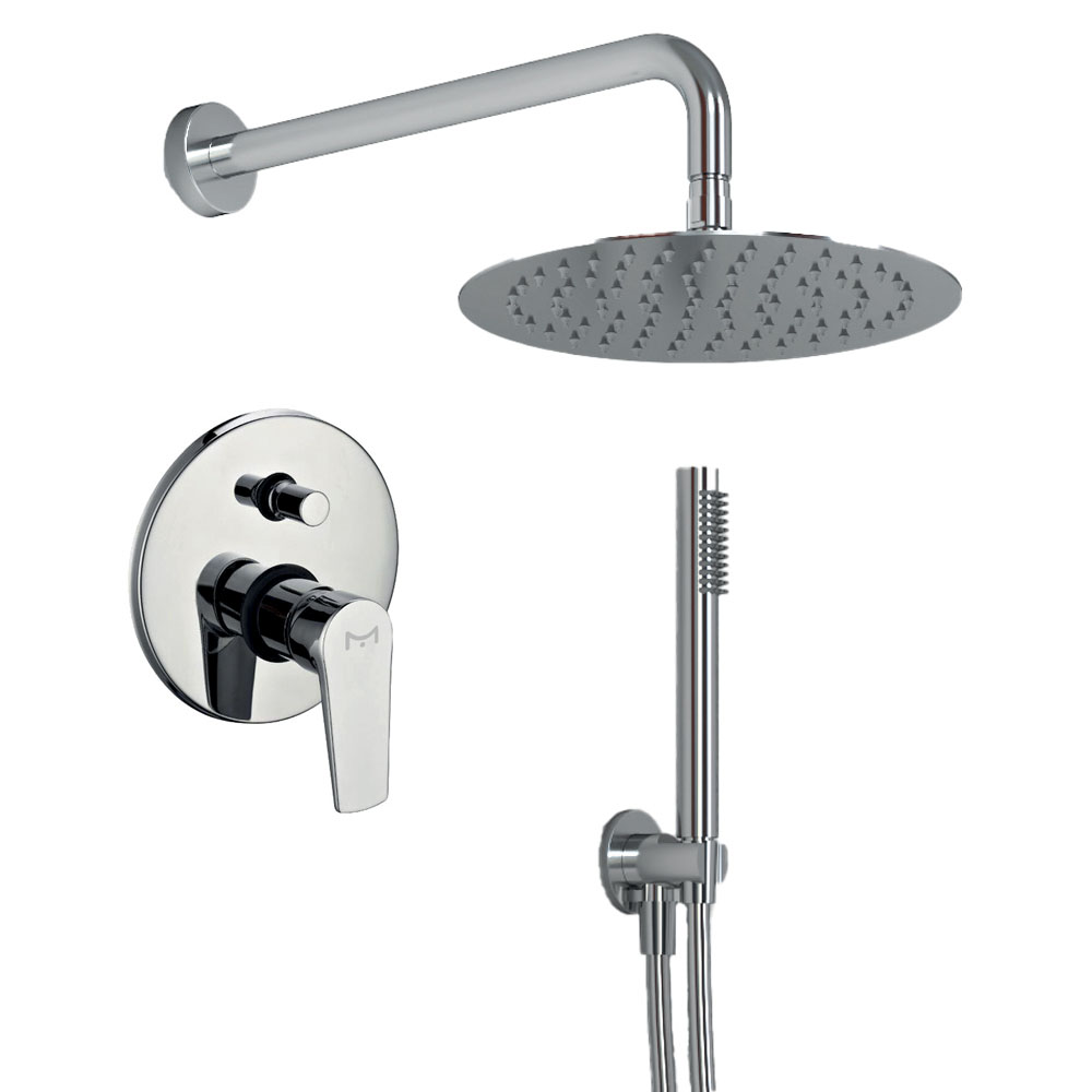 foto del prodotto ogomondo kit doccia tondo 4 completo di soffione doccetta e miscelatore con deviatore red