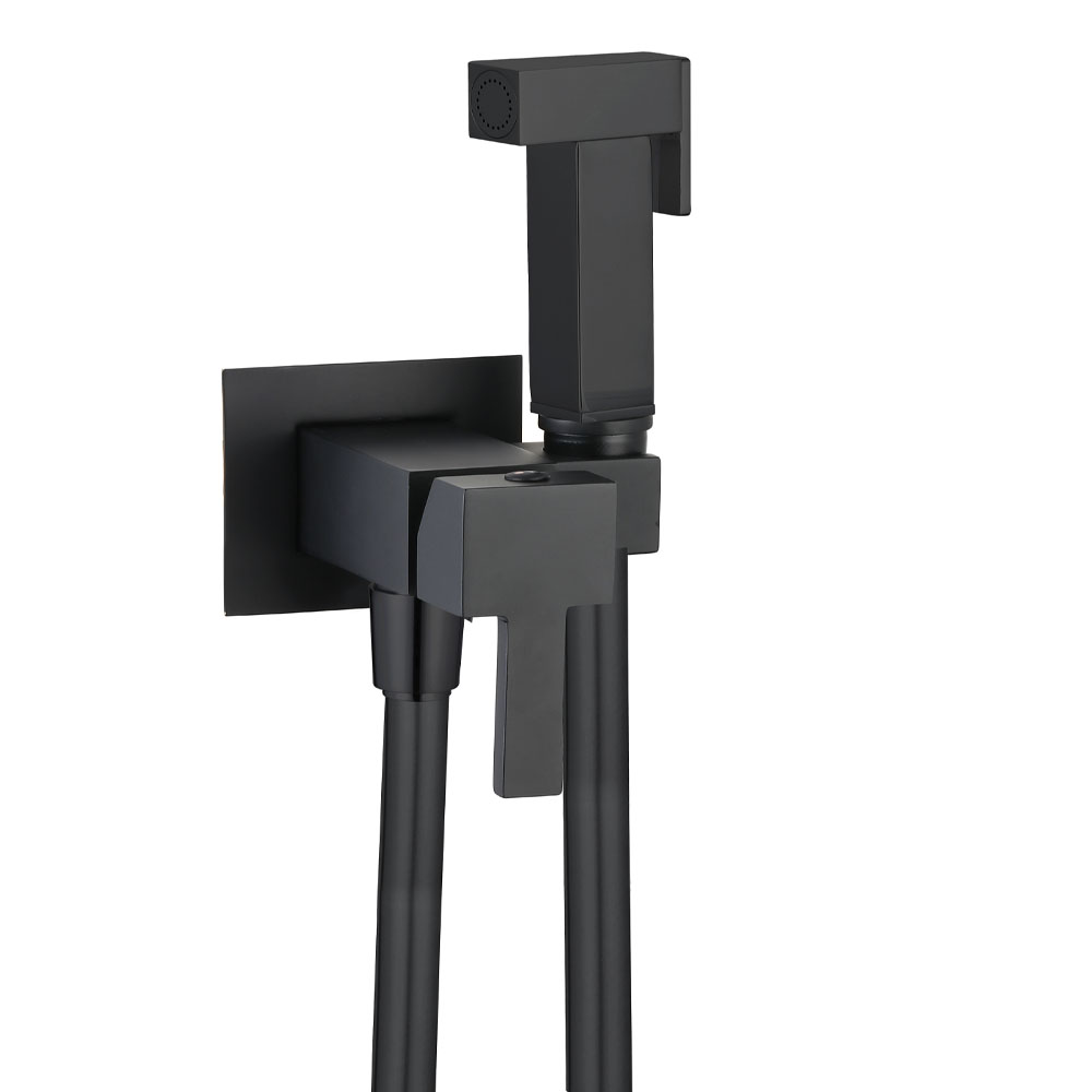 foto del prodotto ogomondo kit idroscopino acqua calda e fredda shut off azionamento a leva ottone finitura nero quadro, confezione 1