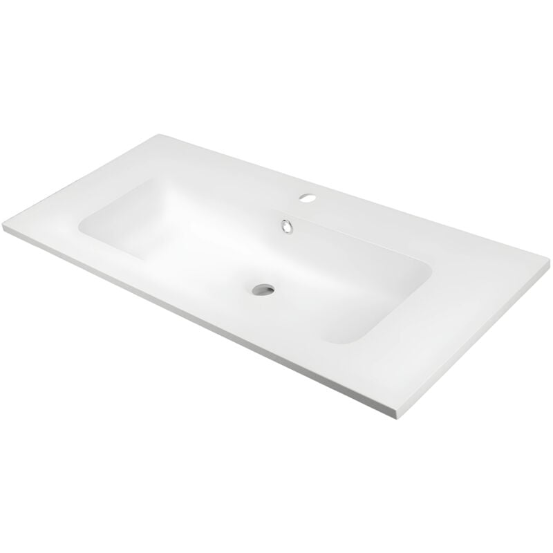 foto del prodotto ogomondo lavabo ad incasso mineral marmo colore bianco opaco mobile composizione bagno misure 101x46 cm confezione 1