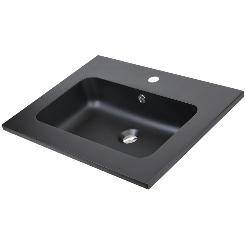 foto del prodotto ogomondo lavabo ad incasso mineral marmo colore nero opaco mobile composizione bagno misure 81x46 cm confezione 1