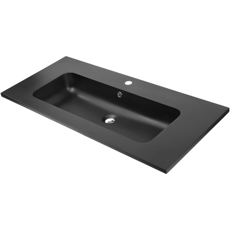 foto del prodotto ogomondo lavabo ad incasso mineral marmo colore nero opaco mobile composizione bagno misure 91x46 cm confezione 1