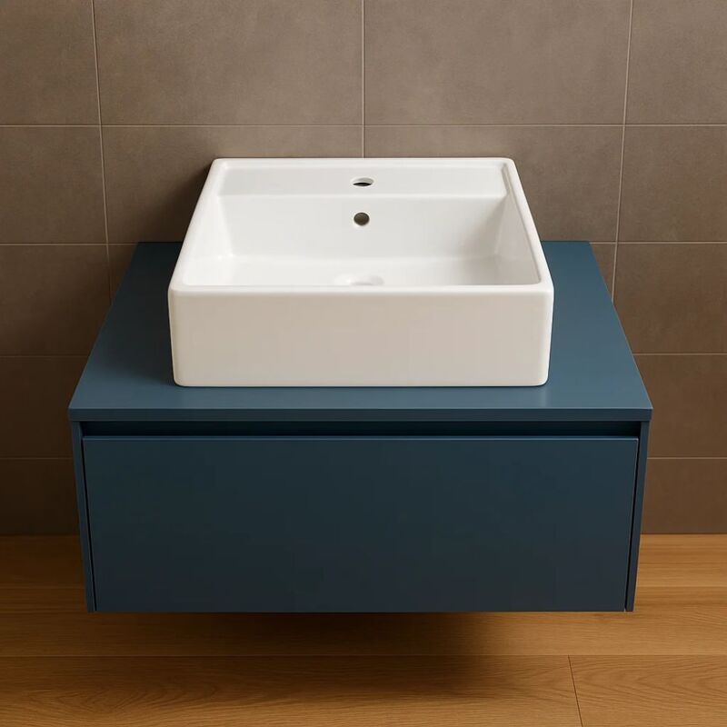 foto del prodotto ogomondo lavabo d appoggio ceramica bianco lavandino lavello arredo bagno 2 misure misure 46x46x16 cm confezione 1