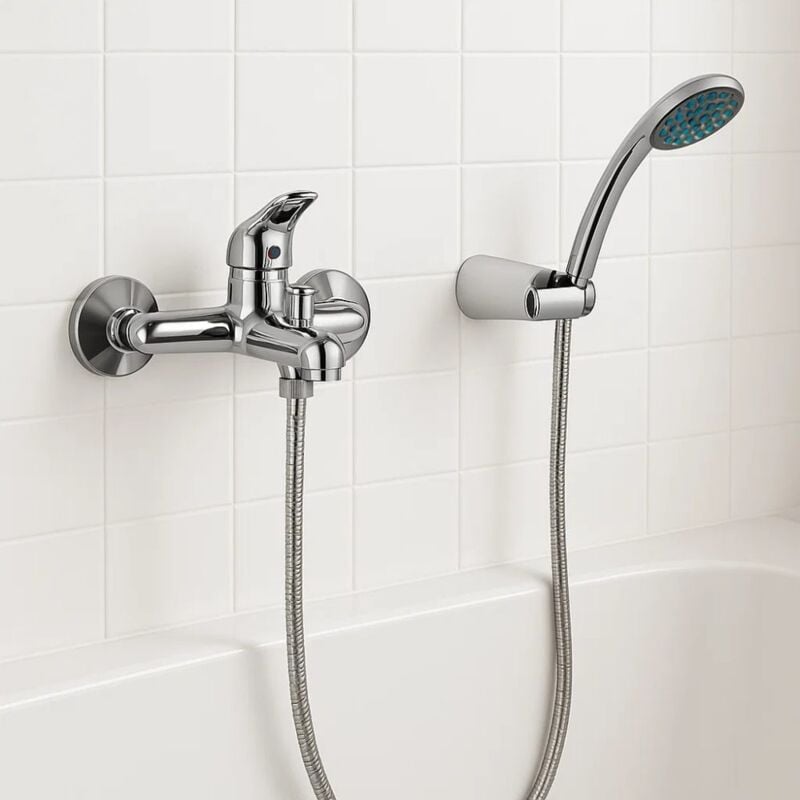 foto del prodotto ogomondo miscelatore rubinetto esterno vasca europa in ottone cromato con set doccia