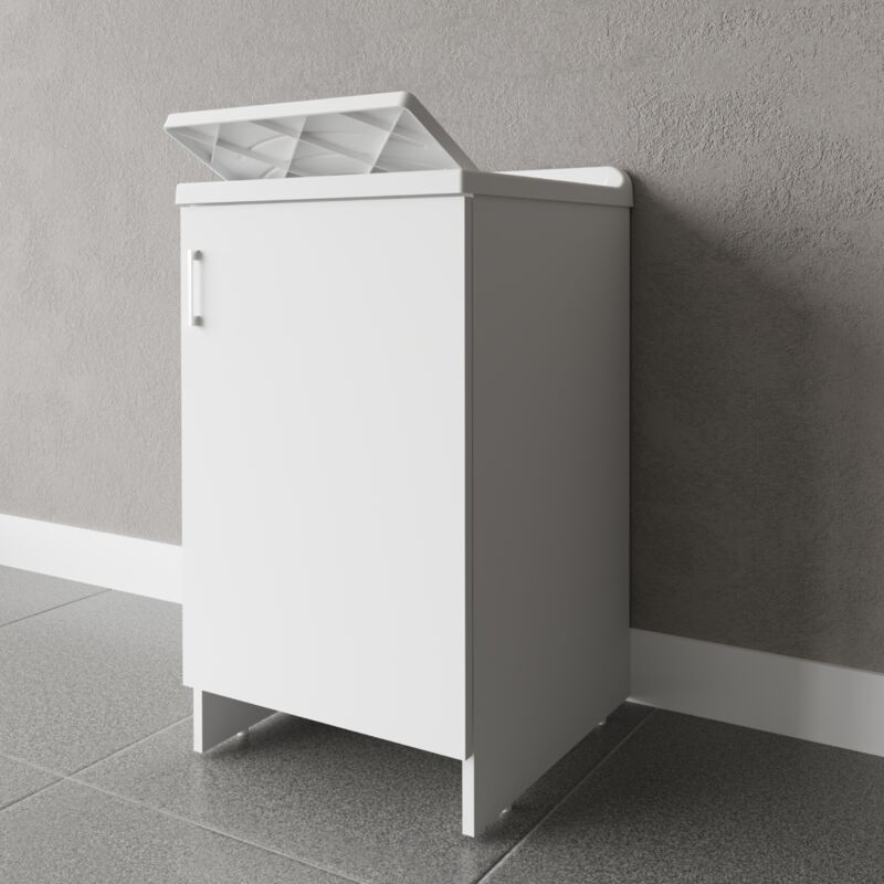 foto del prodotto ogomondo mobile lavanderia bianco lavabo resina 45x50x85 asse lavaggio cm anta singola