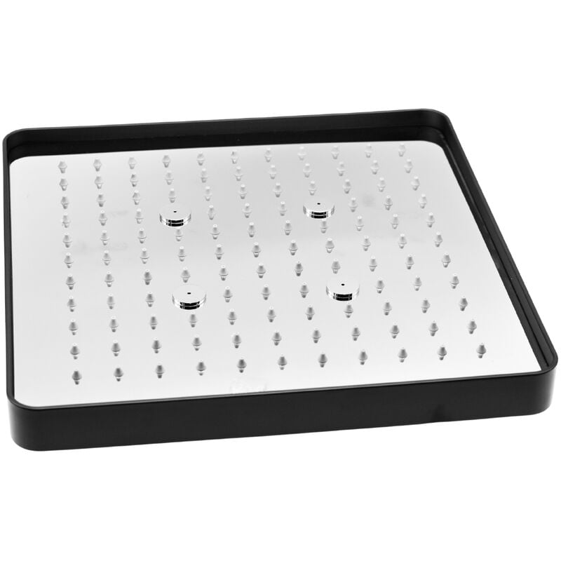 foto del prodotto ogomondo soffione doccia ad incasso nero opaco quadrato cm 30x30 centimetri a pioggia tinta nero confezione 1