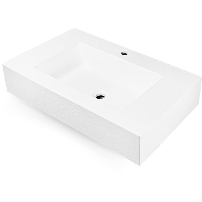 foto del prodotto ogomondo top lavabo sospeso in materiale marmo resina finitura asfalto misure 60x46x15 cm tinta bianco confezione 1