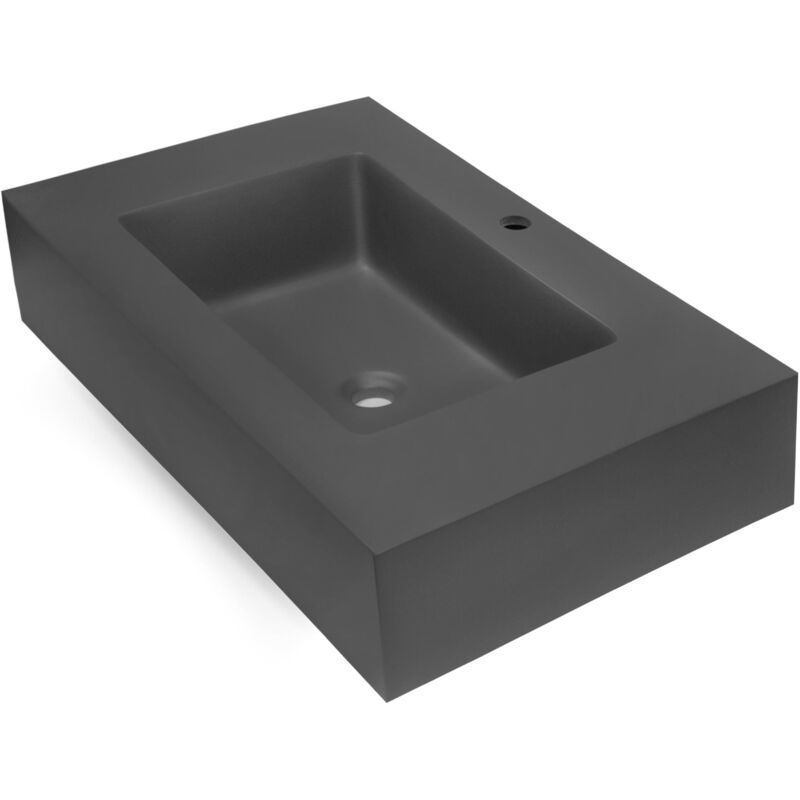 foto del prodotto ogomondo top lavabo sospeso in materiale marmo resina finitura liscia due colorazioni misure 80x46x15 cm tinta antracite confezione 1
