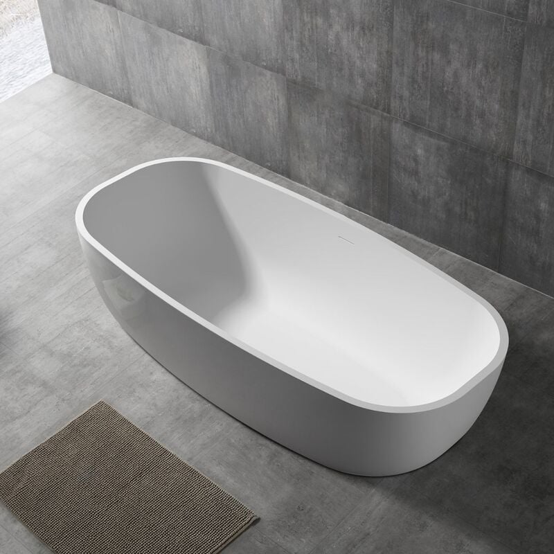 foto del prodotto ogomondo vasca da bagno free standing greta artificial stone bianco opaco matt confezione 1