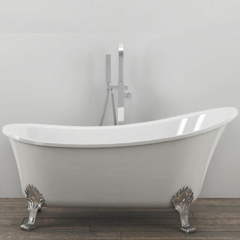 foto del prodotto ogomondo vasca da bagno free standing ovale con piedini bianco lucido 160 x 75 x 84cm