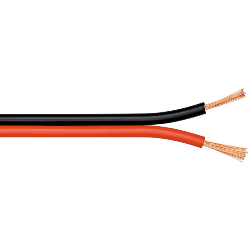 foto del prodotto ohm easy cavo dell altoparlante rossonero, bobina da 100 m, sezione trasversale 2 x 4,0 mm. lunghezza del cavo 100 m
