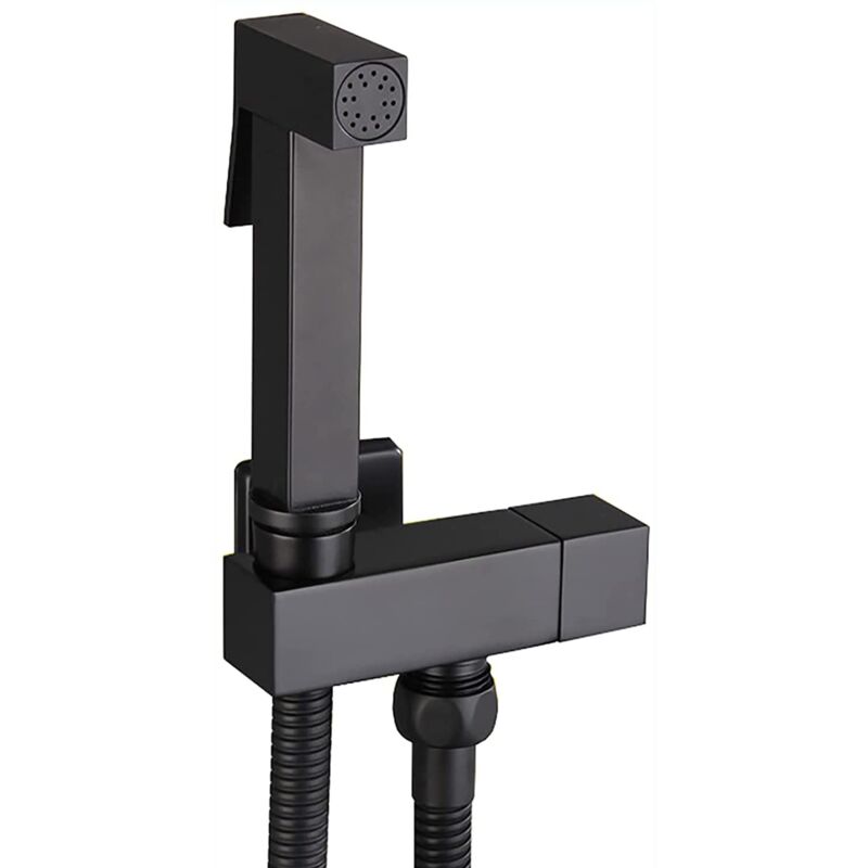 foto del prodotto oihpaw bidet doccetta nera per wc, bagno, bidet, supporto da parete per bidet, in ottone, bidet, rubinetti, wc, acqua fredda, bidet, soffione per