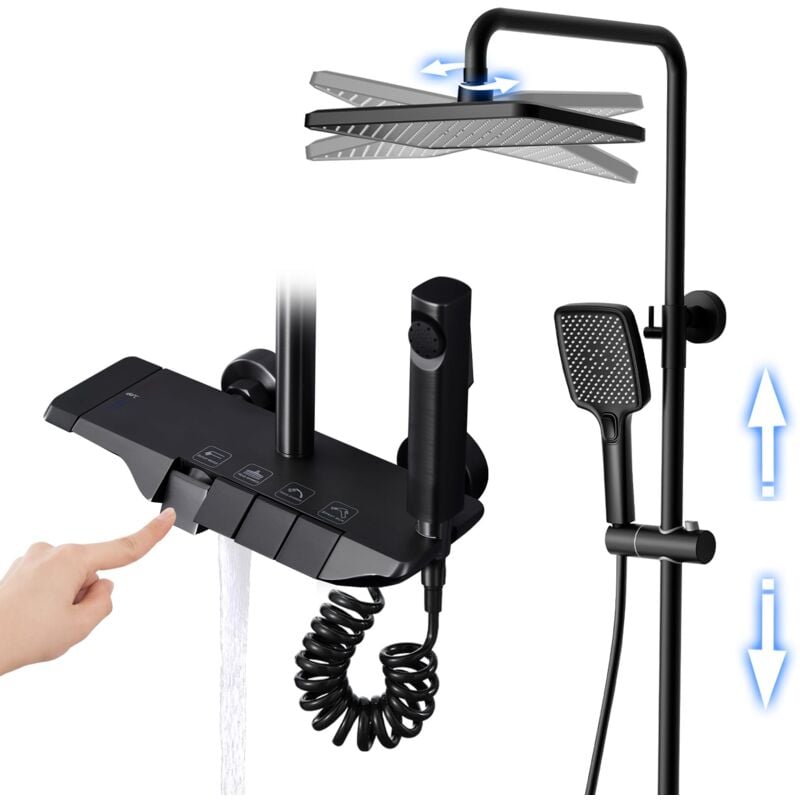 foto del prodotto oihpaw colonna doccia con miscelatore in ottone termostatico completo set doccia con soffione a pioggia, doccetta a 3 modalit , bidet doccia,