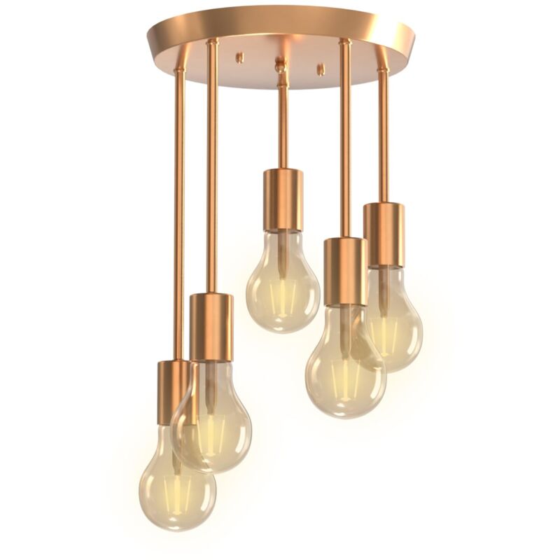 foto del prodotto oihpaw lampada da soffitto a 5 luci, stile vintage dorato, e27, lampada da soffitto a led, stile retr , oro, per sala da pranzo, cucina, soggiorno,