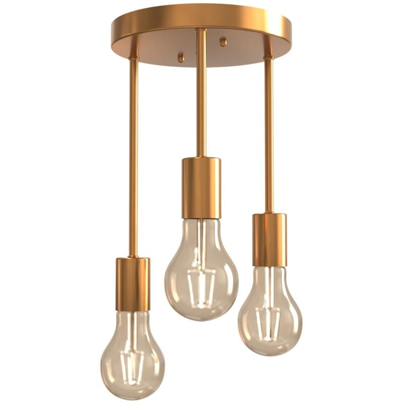 foto del prodotto oihpaw plafoniera retr ,3 testa oro lampada da soffitto dal design industrial,retro vintage lampada da soffitto industriale lampadario in metallo