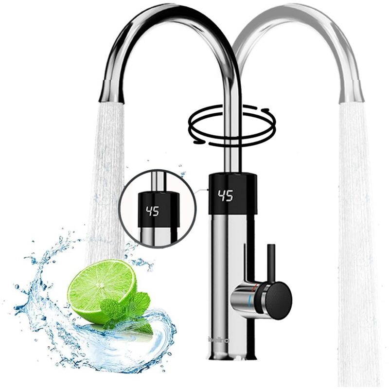 foto del prodotto oihpaw rubinetto con scaldabagno istantaneo, 3200 w, in acciaio inox, girevole a 360 , indicatore di temperatura lcd, rubinetto con scaldabagno