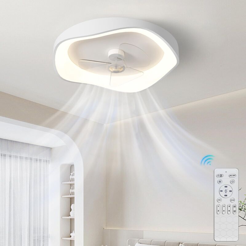 foto del prodotto oihpaw ventilatore da soffitto con luce, moderno lndoor led dimmable ventilatori da soffitto con app e telecomando, smart 3 light color change e 6