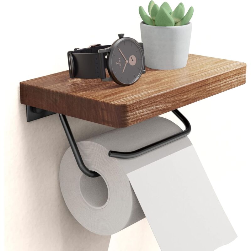 foto del prodotto oilet porta carta igienica con ripiano per bagno in stile fattoria porta rotolo carta igienica rustico da parete antiruggine regolabile facile da