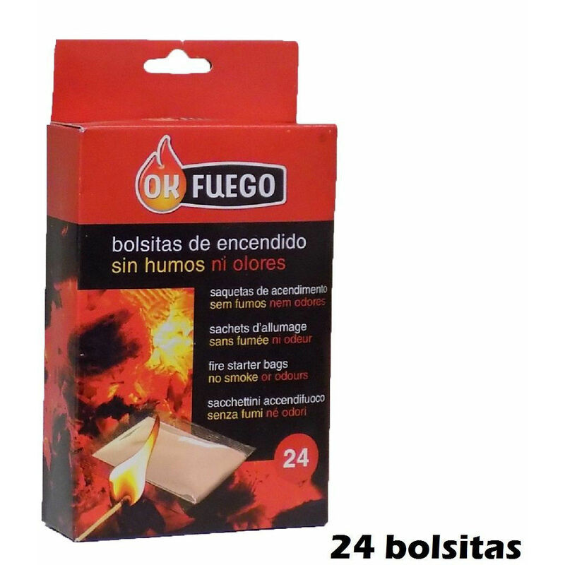 foto del prodotto ok fire box 24 sacchetti di accensione senza fumi o odori per camini, barbecue, stufe, ecc.