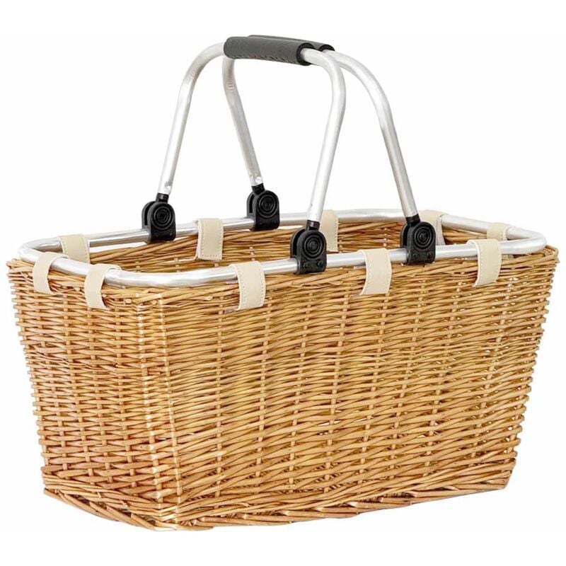 foto del prodotto okaffarefatto cesta cesto cestino per la spesa vimini con manici metallo cm47,5x28,5x25