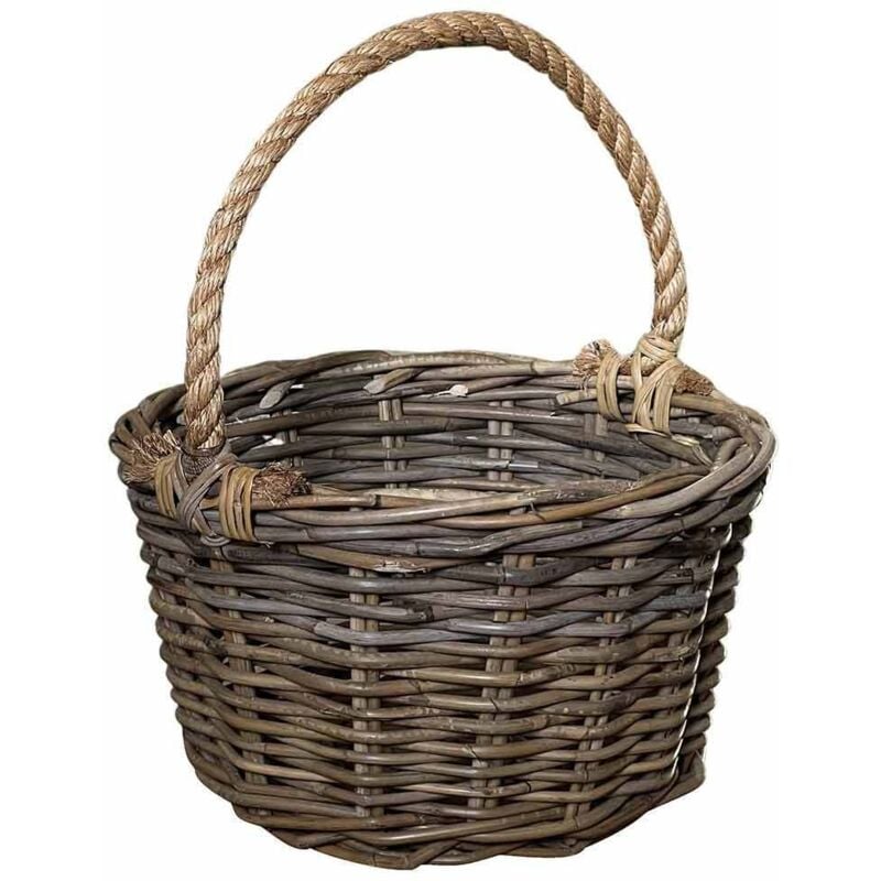 foto del prodotto okaffarefatto cesto in giunco in kabu con manico fune cm 38 x 22,5 cm